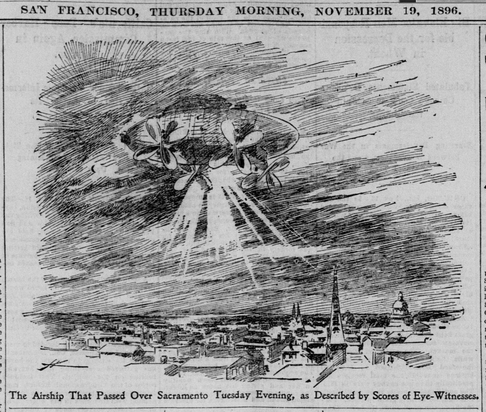 San Francisco Call - Nov 19, 1896 - Strange Craft of the Sky (Sketch)